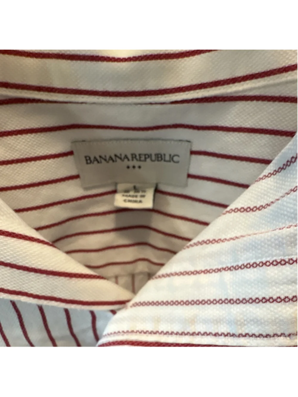 Banana Republic Striped Long Sleeve Button-Up Shirt White Red Large Casual